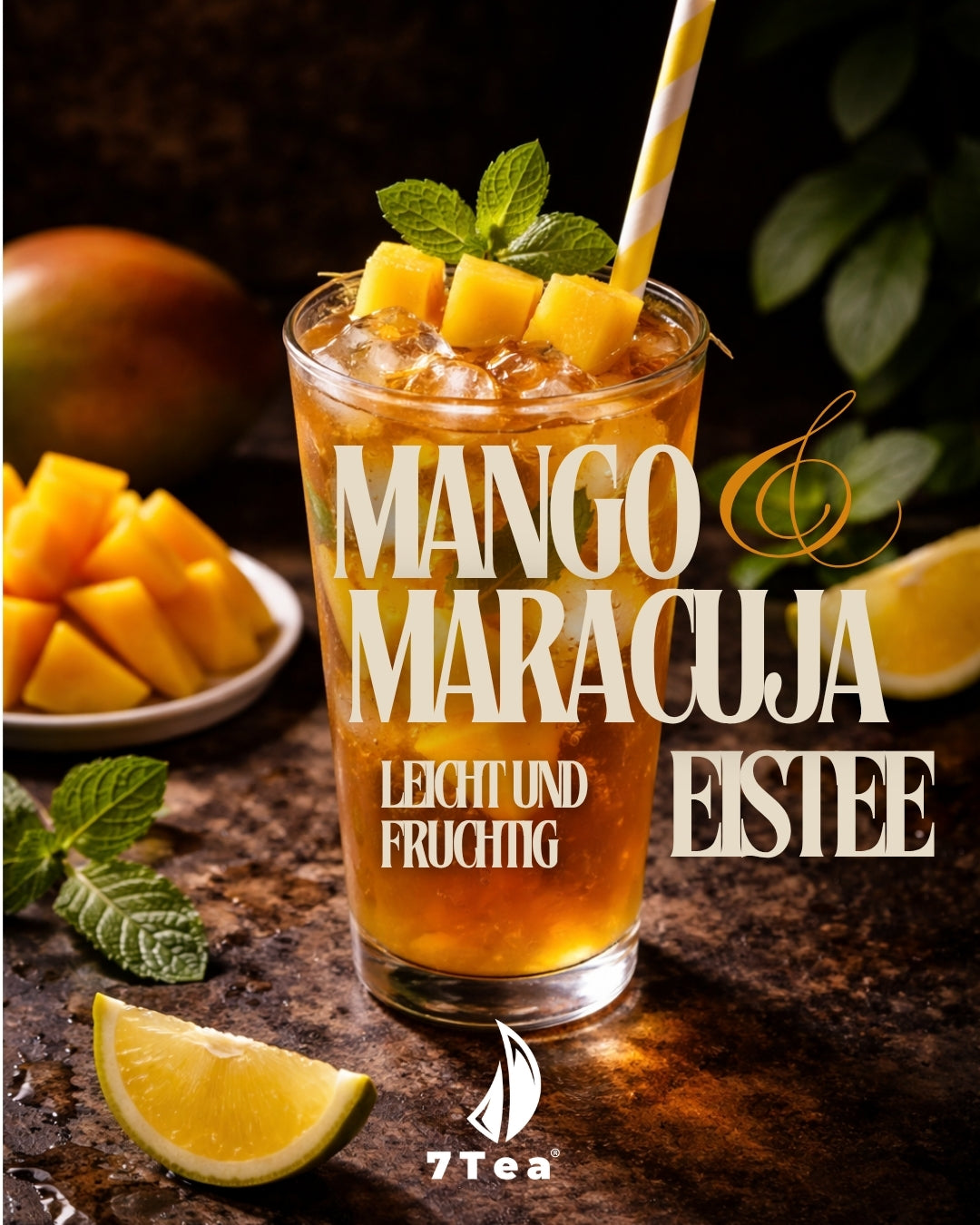 Weißer Mango-Maracuja Eistee