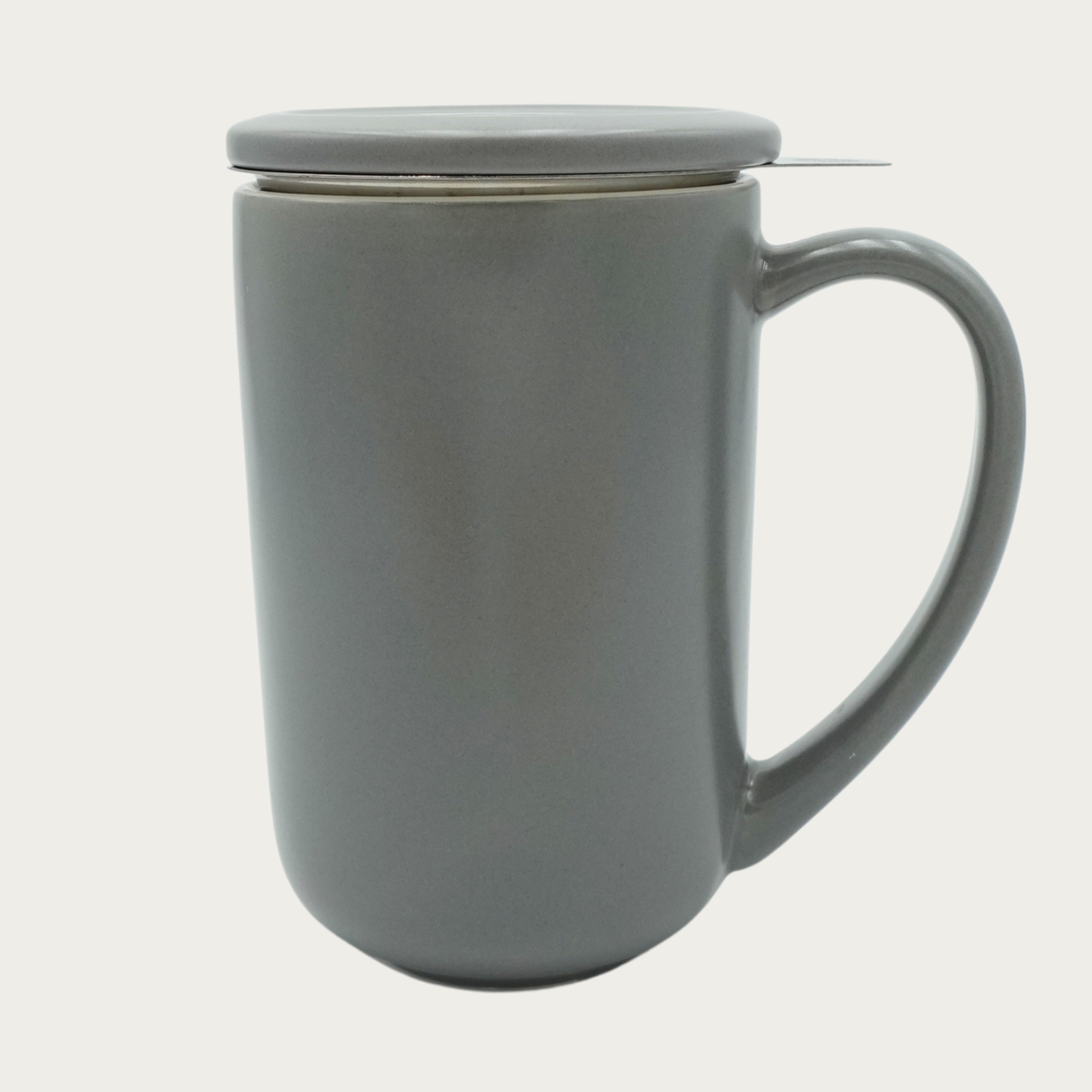 Teebecher inkl Edelstahlsieb und Deckel "Anna" – grau, 400 ml