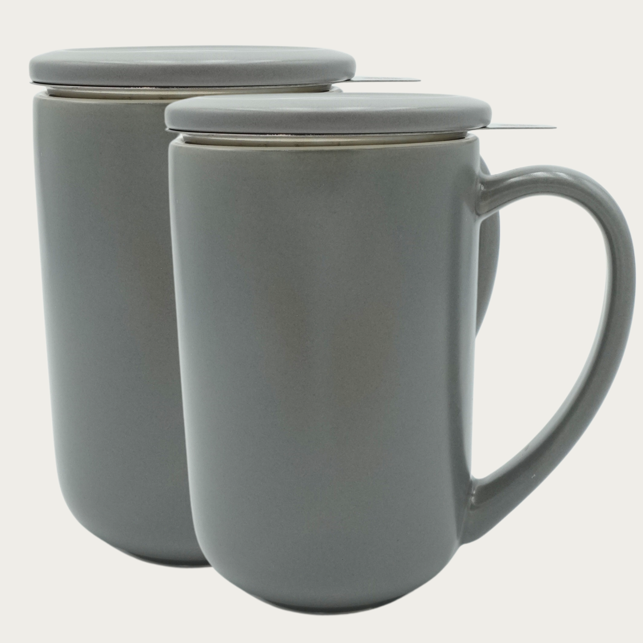 Teebecher inkl Edelstahlsieb und Deckel "Anna" – grau, 400 ml