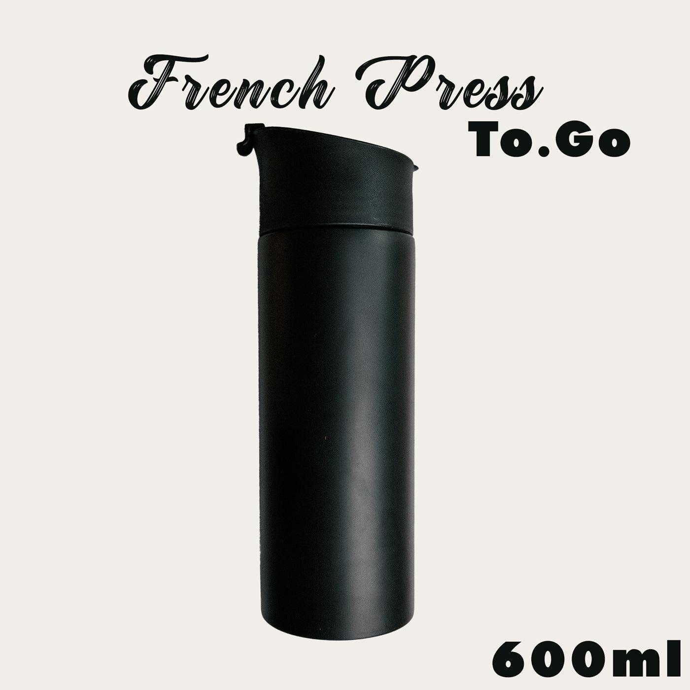 FRENCH PRESS TO GO Tee- und Kaffeebereiter – 600 ml Edelstahl schwarz - 7Tea® Bio-Tee Onlineshop