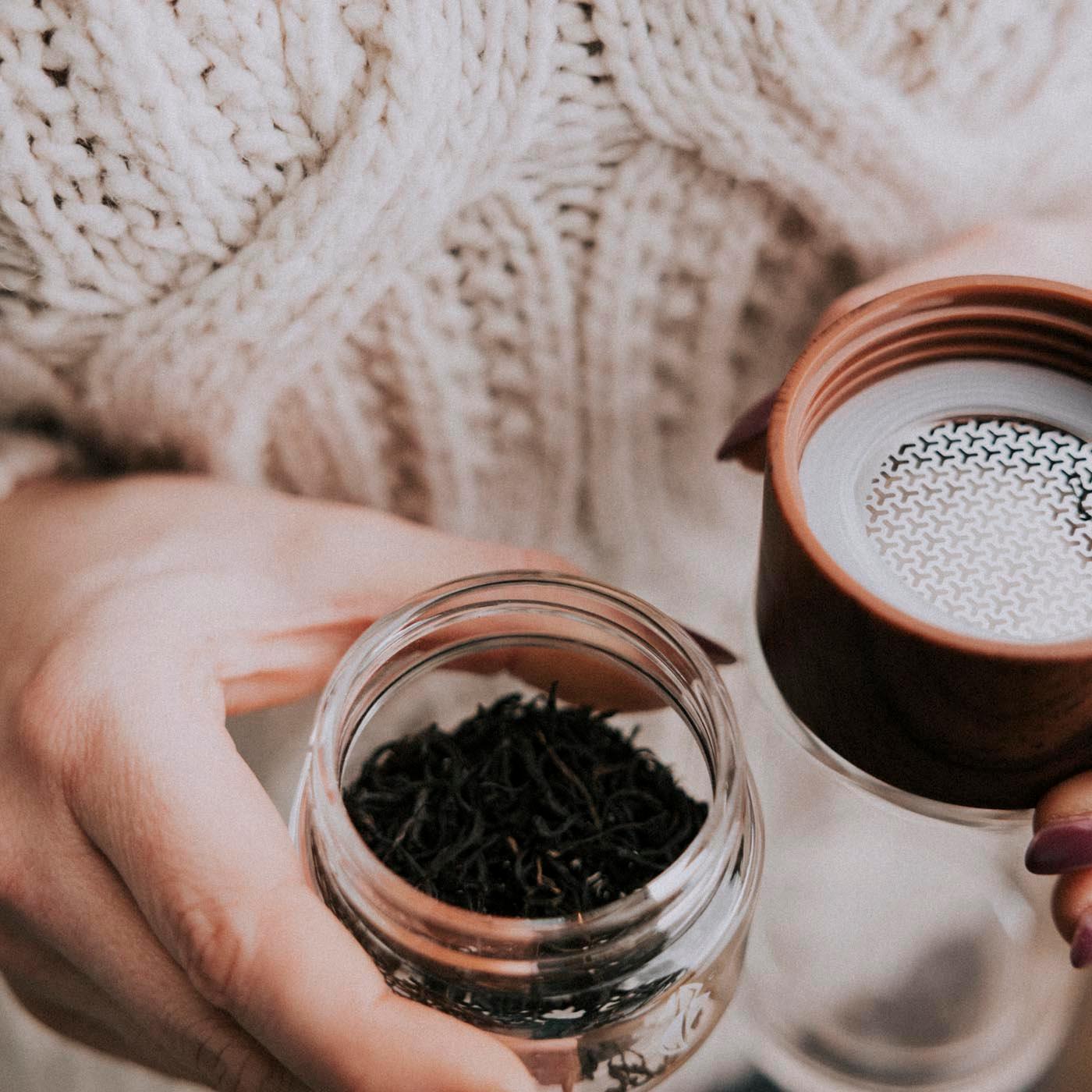 Glasflasche mit Teefilter - 7Tea® Bio-Tee Onlineshop