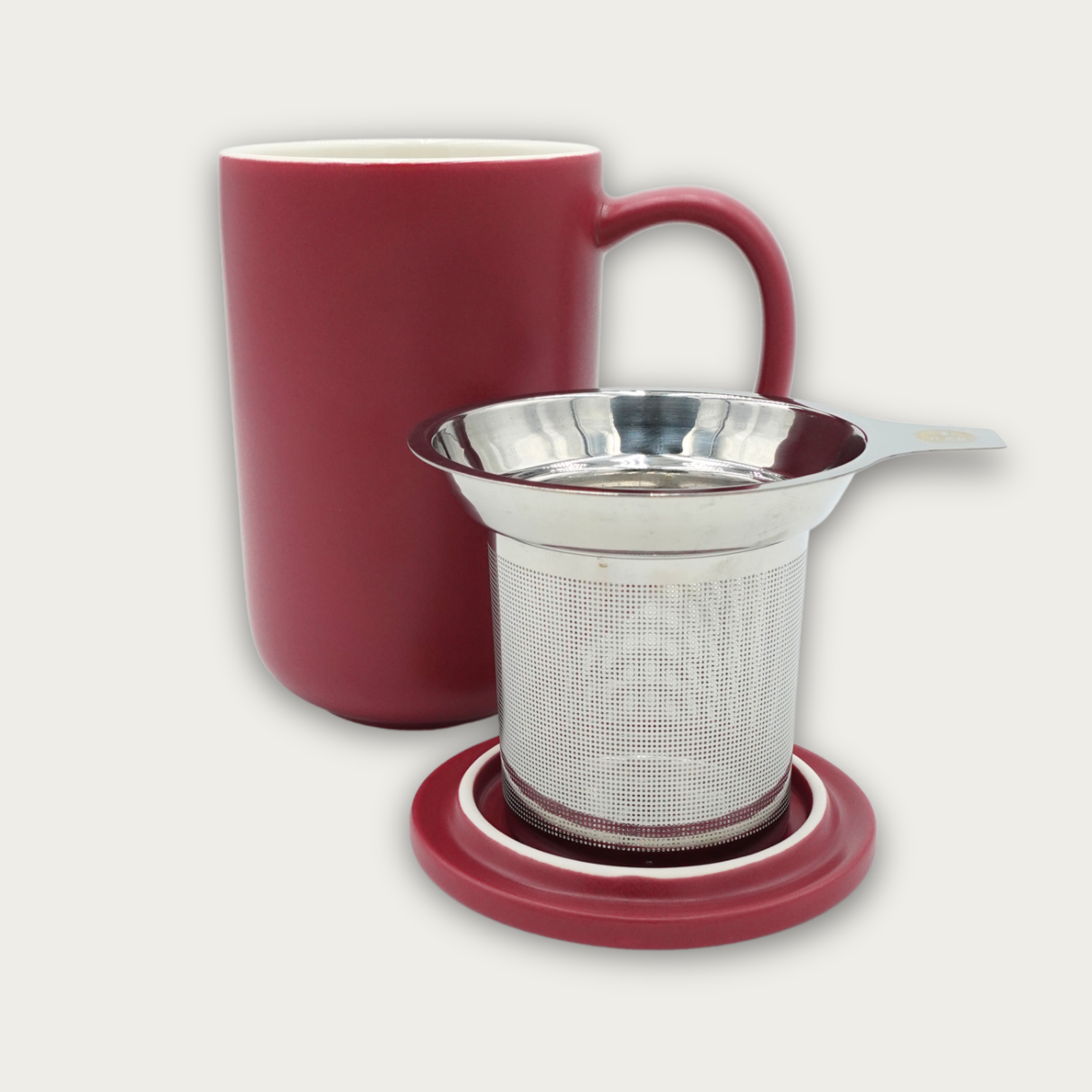 Teebecher inkl Edelstahlsieb und Deckel "Anna" – pflaume, 400 ml